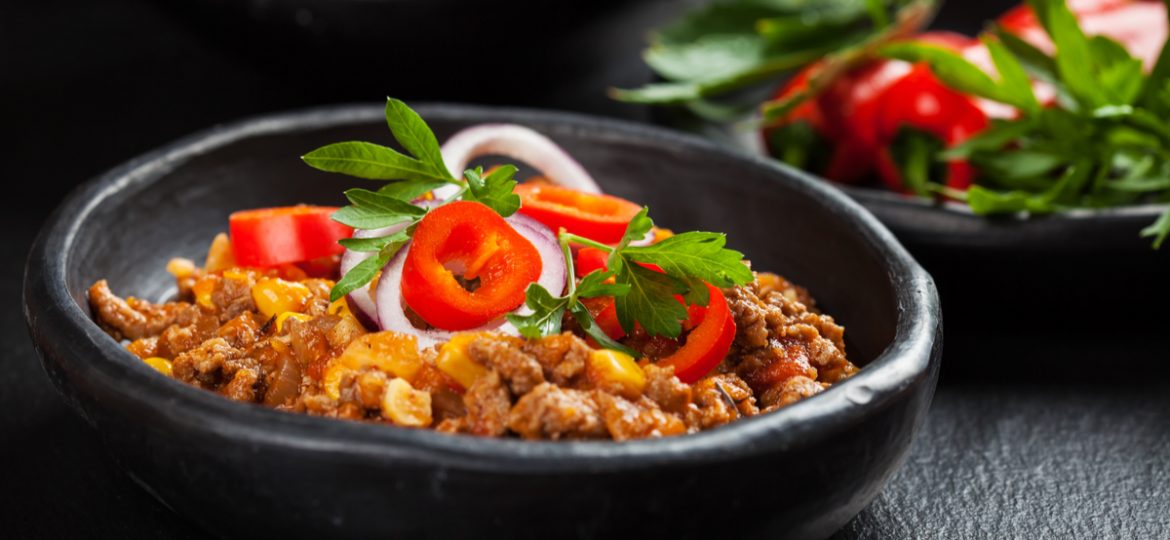 Guiso de carne molida con porotos rojos